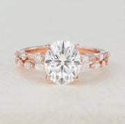 Oval Moissanite Solitaire Wedding Bridal Ring Set